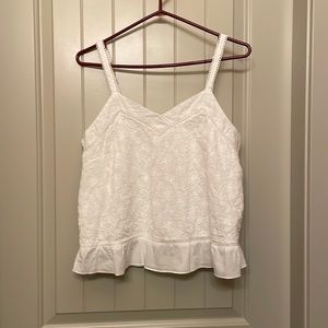 White Embroidered Tank Top